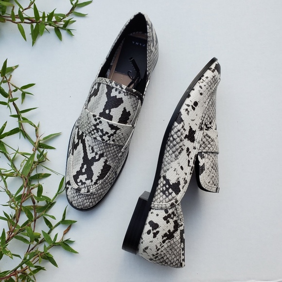 zara snake print loafers